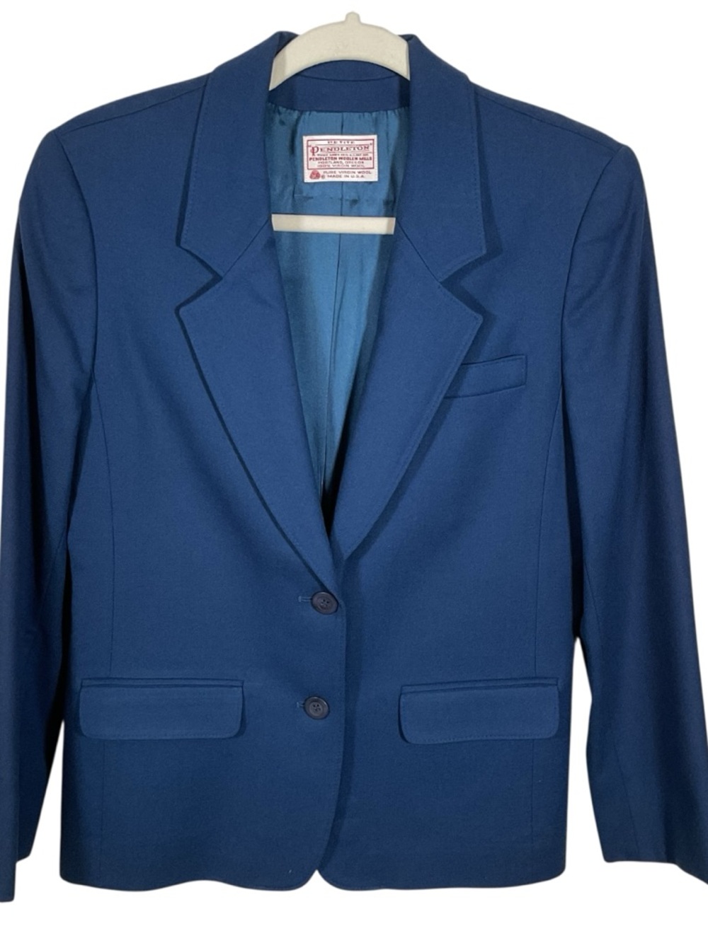 Pendleton Vintage Women’s Pure Virgin Wool Royal Blue Blazer. Size 8
